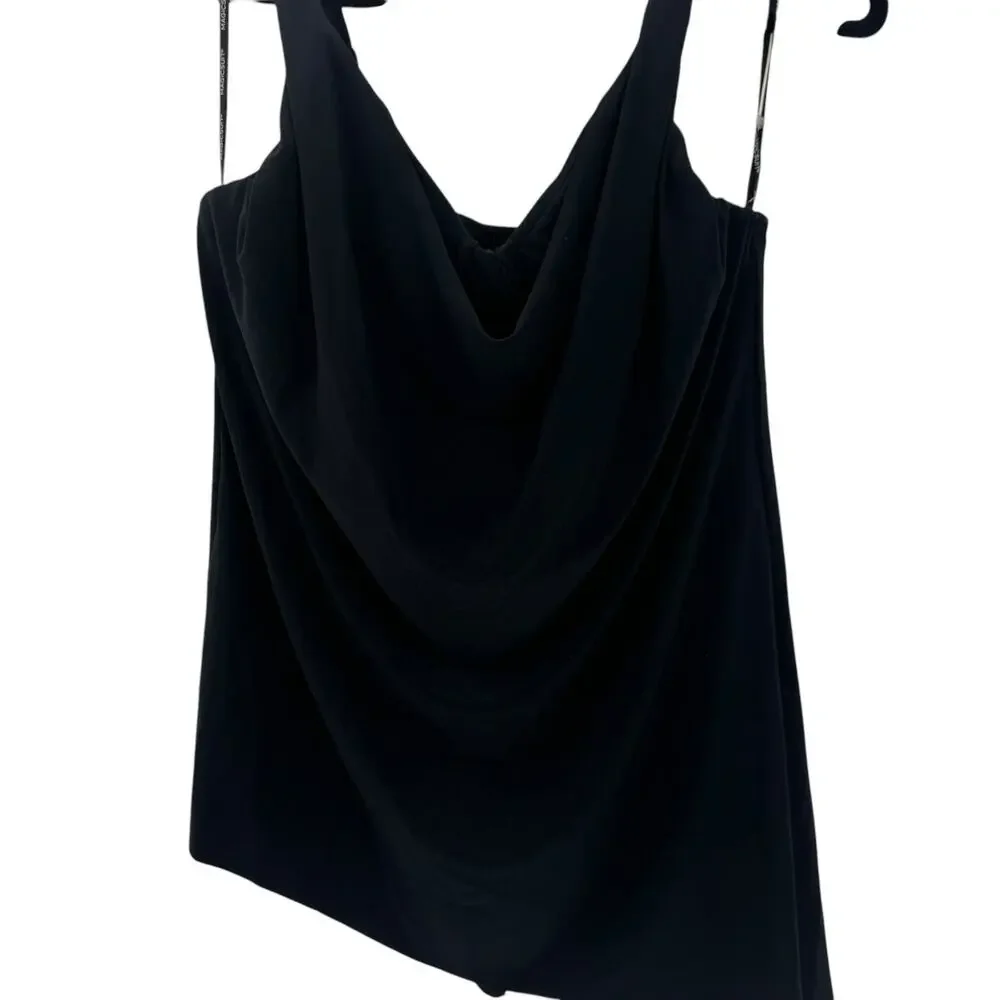 Magicsuit Draped CowlNeck Winnie Tankini Top Adjustable Straps Black Size 8 NWOT